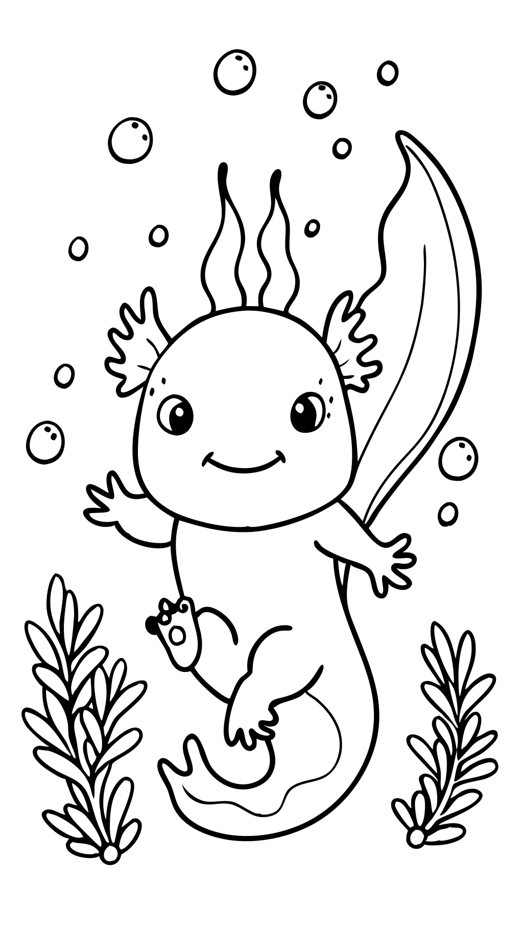 cute axolotl coloring page